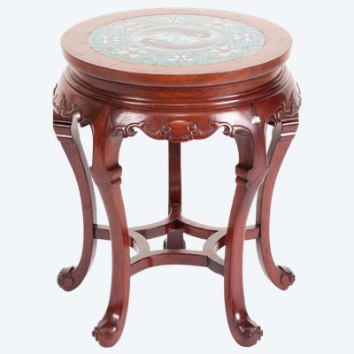 Circular stool made of exotic wood, Asia, late 19th century