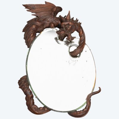 Ispirato allo stile di Gabriel Viardot (1830-1904), specchio ovale con drago, XIX secolo