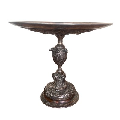 Silver plated bronze embossed pedestal table - Napoleon III style
