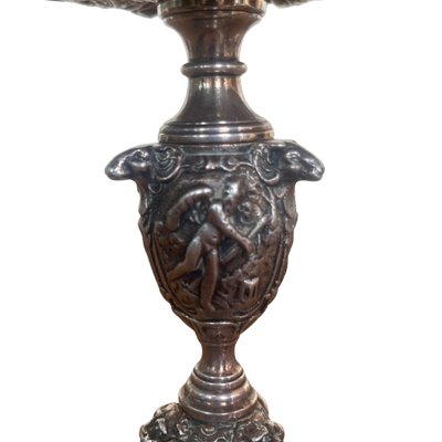 Silver plated bronze embossed pedestal table - Napoleon III style