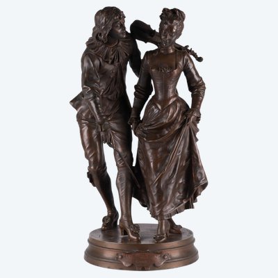 Adrien Etienne Gaudez (1845-1902), La leçon de danse, bronze, XIXe