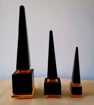 SET OF 3 OBELISKS - SANDRO PETTI ? MAISON JANSEN ? CIRCA 1970 -