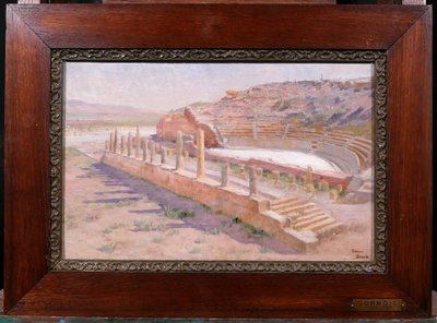 Albert-Pierre DORNOIS 1848-1923 Algeria, the ruins of the Roman theater at Timgad, painting, 1901