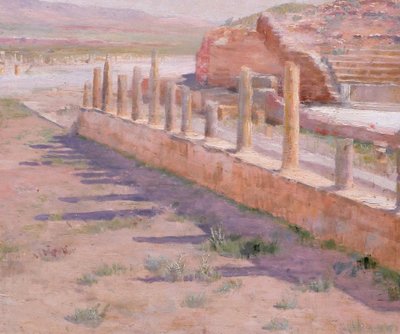 Albert-Pierre DORNOIS 1848-1923 Algeria, the ruins of the Roman theater at Timgad, painting, 1901