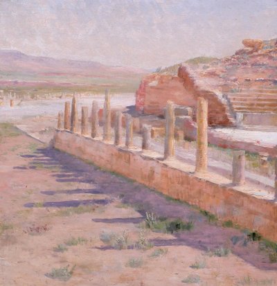 Albert-Pierre DORNOIS 1848-1923 Algeria, the ruins of the Roman theater at Timgad, painting, 1901