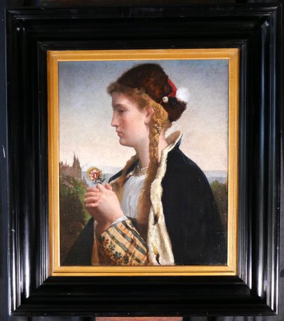 German von Bohn 1812-1899 Santa Elisabetta d'Ungheria, dipinto, 1866 Ritratto religioso al Salon