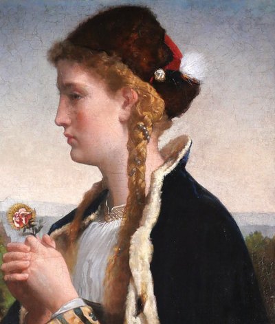 German von Bohn 1812-1899 Santa Elisabetta d'Ungheria, dipinto, 1866 Ritratto religioso al Salon