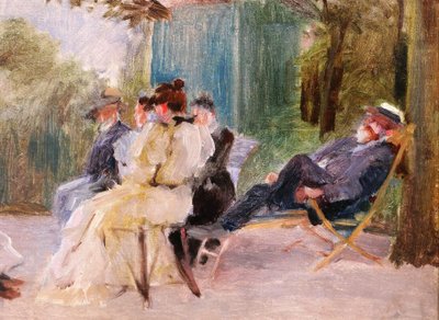 Paul SAIN 1853-1908 Un après-midi sous les arbres, tableau, vers 1890 impressionnisme paysage