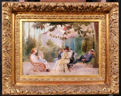Paul SAIN 1853-1908 Un après-midi sous les arbres, tableau, vers 1890 impressionnisme paysage