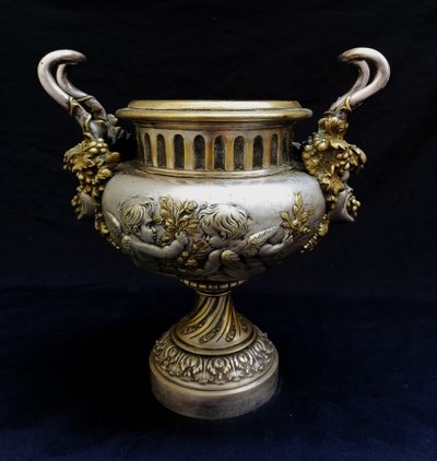 GILDED BRONZE AND SILVER BOWL - MIDDLE TABLE - BACCHUS - NAPOLEON III - XIXEME SIECLE -