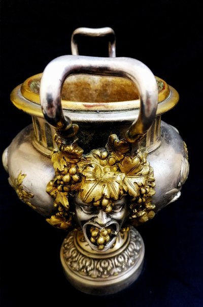 GILDED BRONZE AND SILVER BOWL - MIDDLE TABLE - BACCHUS - NAPOLEON III - XIXEME SIECLE -