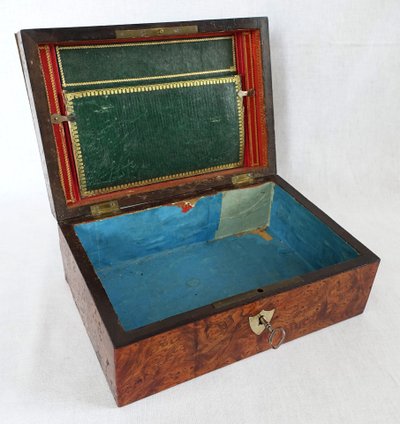 Empire period burr and brass case monogrammed JE or EJ