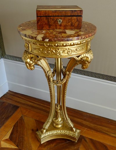 Empire period burr and brass case monogrammed JE or EJ