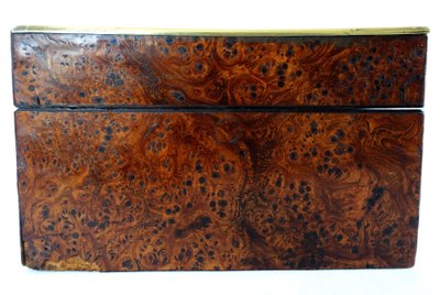 Empire period burr and brass case monogrammed JE or EJ
