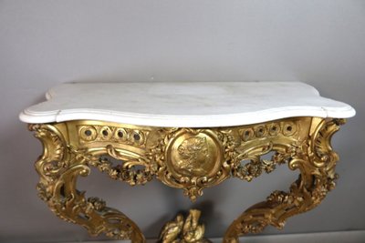 Console en bois doré sculpté style Louis XV époque XIXème