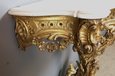 Console en bois doré sculpté style Louis XV époque XIXème