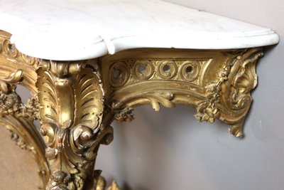 Console en bois doré sculpté style Louis XV époque XIXème