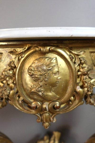Console en bois doré sculpté style Louis XV époque XIXème