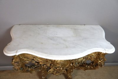 Console en bois doré sculpté style Louis XV époque XIXème