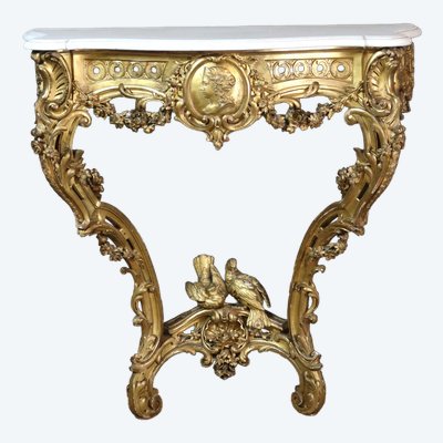 Console en bois doré sculpté style Louis XV époque XIXème