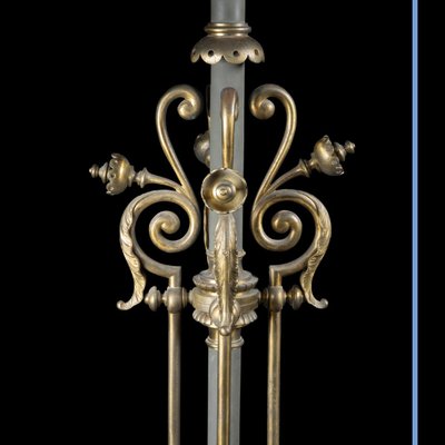 Pair of torchères, in mahogany and brass, 19th century