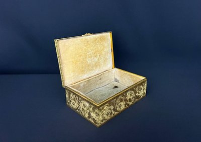  Gilt bronze box with patinated relief plate, 19th century