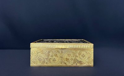  Gilt bronze box with patinated relief plate, 19th century