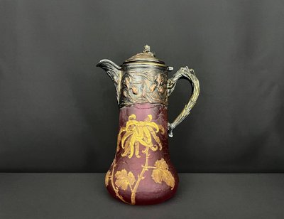 Orangeade jug in frosted glass, Art Nouveau