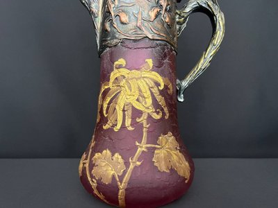 Orangeade jug in frosted glass, Art Nouveau