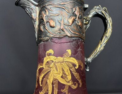 Orangeade jug in frosted glass, Art Nouveau