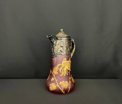 Orangeade jug in frosted glass, Art Nouveau