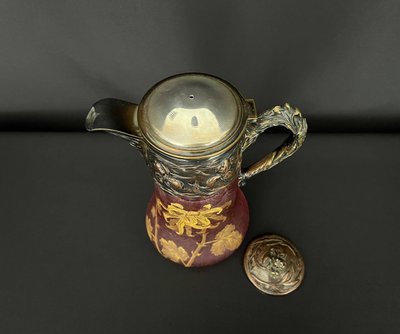 Orangeade jug in frosted glass, Art Nouveau