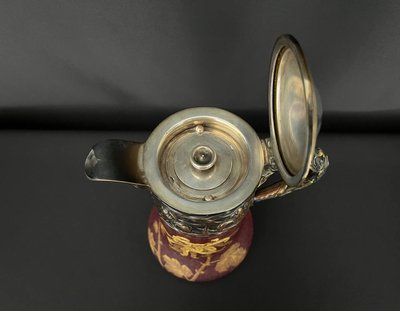 Orangeade jug in frosted glass, Art Nouveau