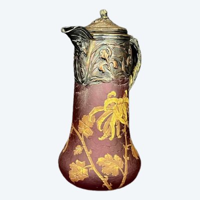 Orangeade jug in frosted glass, Art Nouveau