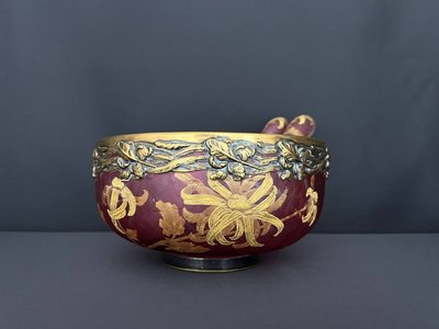 Victor Saglier (1809-1895) - Frosted glass bowl and serving set, Art Nouveau