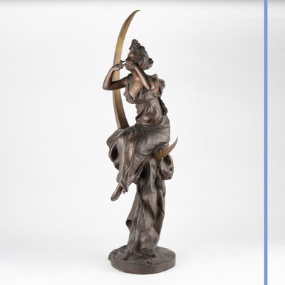 Georges Van der Straeten (1856-1928), Colombine sur un croissant de lune, bronze, XXe