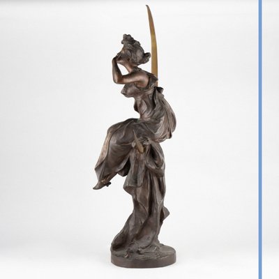 Georges Van der Straeten (1856-1928), Colombine sur un croissant de lune, bronze, XXe