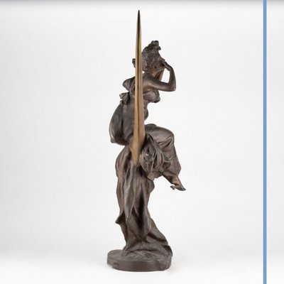 Georges Van der Straeten (1856-1928), Colombine sur un croissant de lune, bronze, XXe