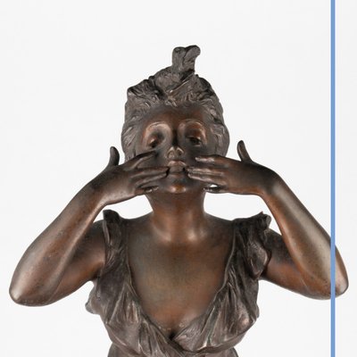 Georges Van der Straeten (1856-1928), Colombine sur un croissant de lune, bronze, XXe