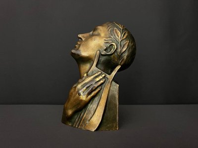 Busto in bronzo patinato firmato M. Le Verrier - Art Déco