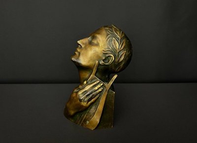 Busto in bronzo patinato firmato M. Le Verrier - Art Déco