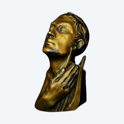 Busto in bronzo patinato firmato M. Le Verrier - Art Déco