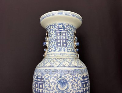 Large Chinese vase in blue and white porcelain - 20th century