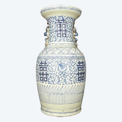 Large Chinese vase in blue and white porcelain - 20th century