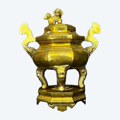 Brûle-parfum chinois en bronze – XXe siècle
