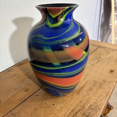 Vaso in vetro Ottavio Missoni  - Arte Vetro Murano anni 80 firmato . Mod EOS  -  Posmoderno H 33 cm 