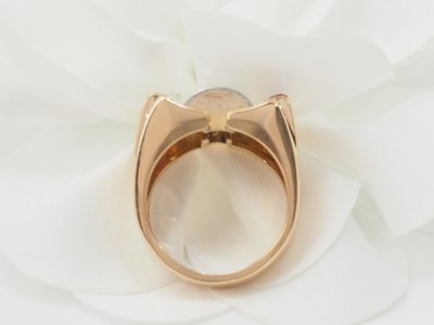 Anello Tank in oro rosa, rubini e diamanti