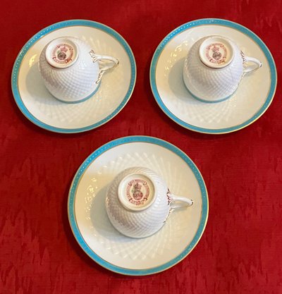 Set di 3 deliziose tazze antiche di porcellana fine vittoriana Minton del 1860 circa