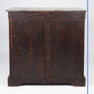 A marquetry console table decorated with carved wooden medallions, 19th century