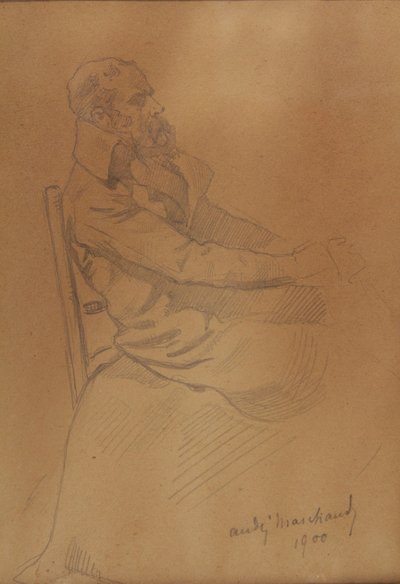 Bleistiftzeichnung 'Mann mit sitzendem Bart' signiert André Marchand (1877-1951)
